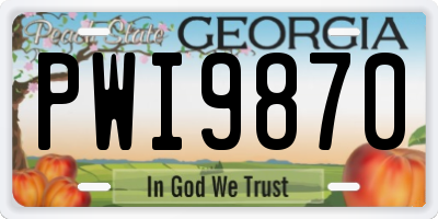 GA license plate PWI9870