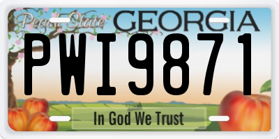 GA license plate PWI9871