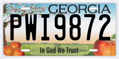 GA license plate PWI9872