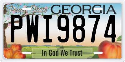 GA license plate PWI9874