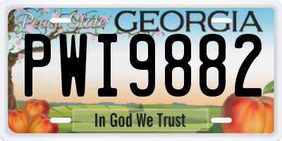 GA license plate PWI9882