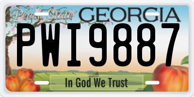GA license plate PWI9887