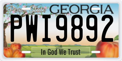 GA license plate PWI9892
