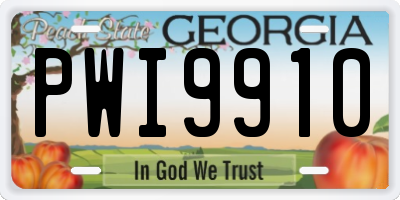 GA license plate PWI9910