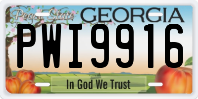GA license plate PWI9916