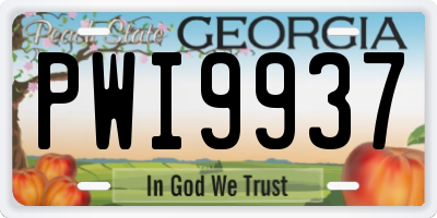 GA license plate PWI9937