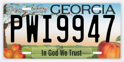 GA license plate PWI9947