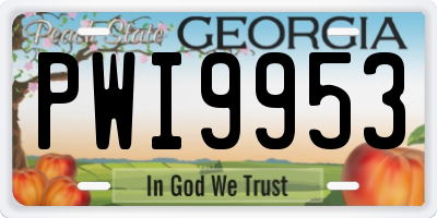 GA license plate PWI9953