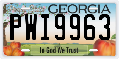 GA license plate PWI9963