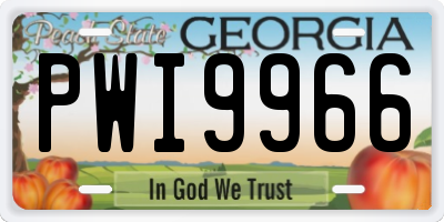 GA license plate PWI9966