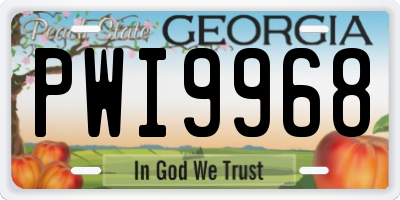 GA license plate PWI9968