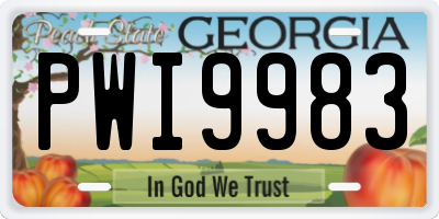 GA license plate PWI9983
