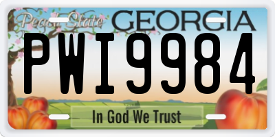 GA license plate PWI9984