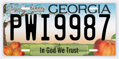 GA license plate PWI9987