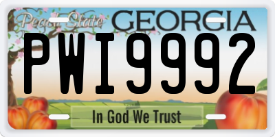 GA license plate PWI9992