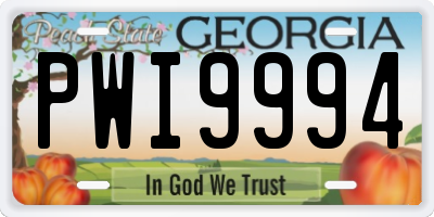 GA license plate PWI9994