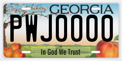 GA license plate PWJ0000