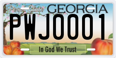 GA license plate PWJ0001