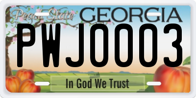 GA license plate PWJ0003