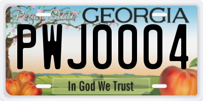 GA license plate PWJ0004