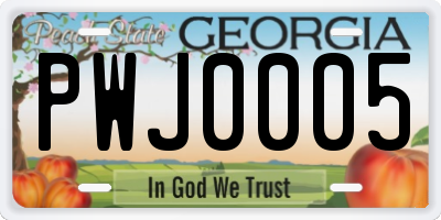 GA license plate PWJ0005