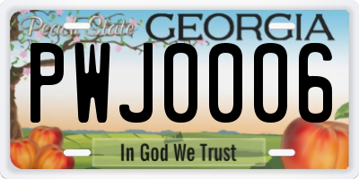 GA license plate PWJ0006