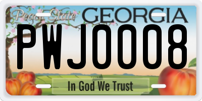 GA license plate PWJ0008