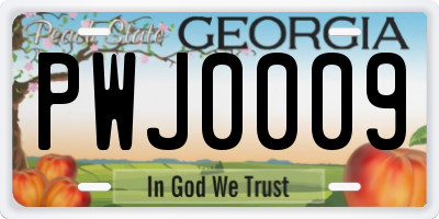 GA license plate PWJ0009