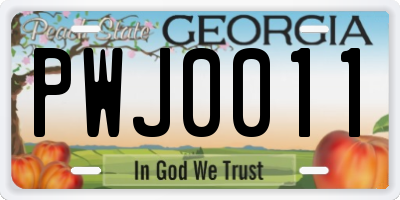 GA license plate PWJ0011