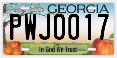 GA license plate PWJ0017