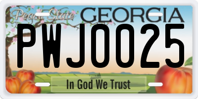 GA license plate PWJ0025