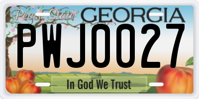 GA license plate PWJ0027