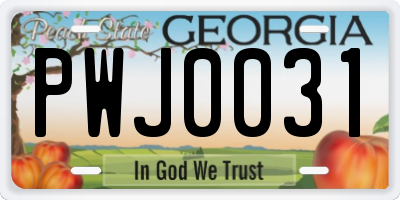 GA license plate PWJ0031
