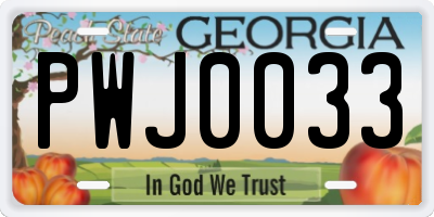 GA license plate PWJ0033