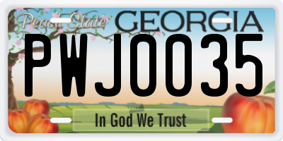 GA license plate PWJ0035