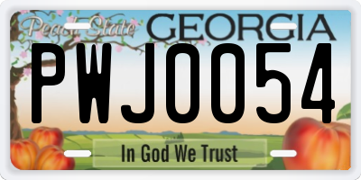 GA license plate PWJ0054