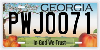 GA license plate PWJ0071