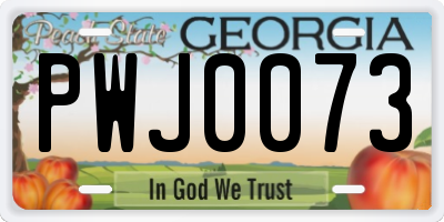 GA license plate PWJ0073