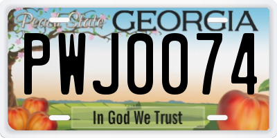 GA license plate PWJ0074