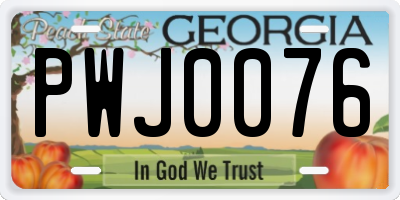 GA license plate PWJ0076