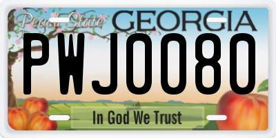 GA license plate PWJ0080