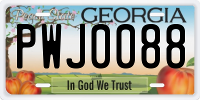 GA license plate PWJ0088