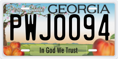 GA license plate PWJ0094