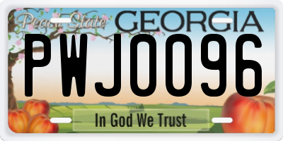 GA license plate PWJ0096