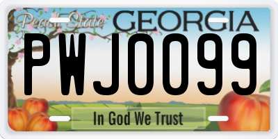 GA license plate PWJ0099