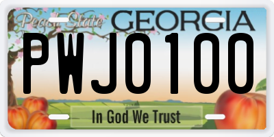 GA license plate PWJ0100