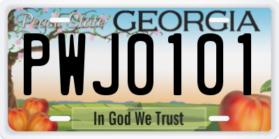 GA license plate PWJ0101