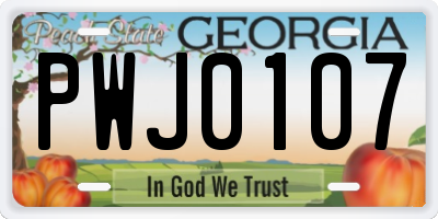 GA license plate PWJ0107