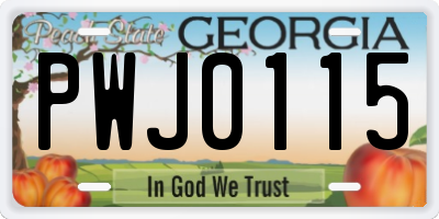 GA license plate PWJ0115