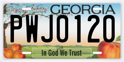 GA license plate PWJ0120